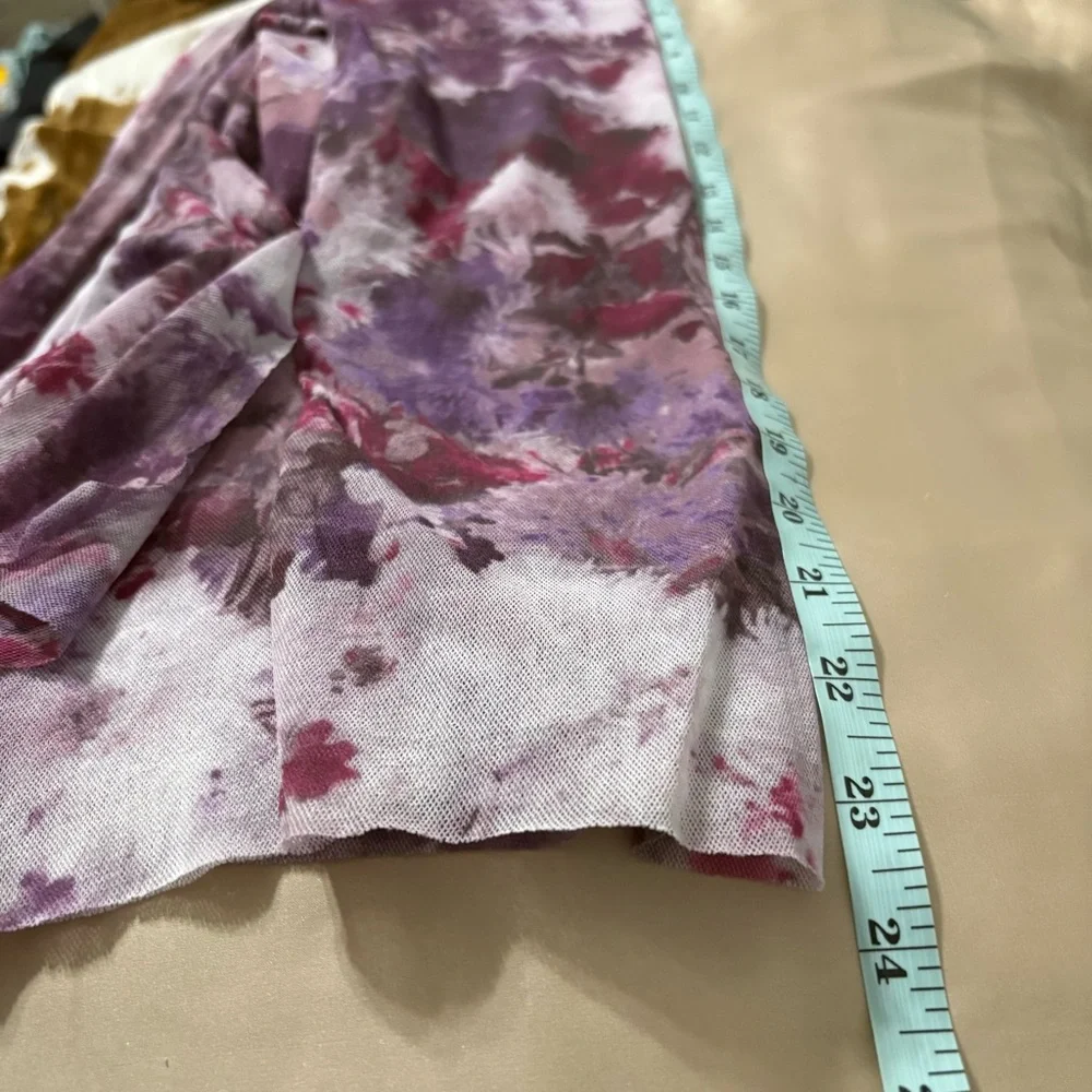 Sweet Pea Babydoll Top Women’s M V-Neck Purple Mesh Floral Faux Wrap Vintage Y2K - Picture 8 of 8